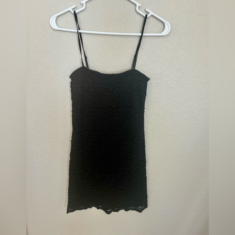 Zara Black Lace Spaghetti Strap Mini Dress Size S | Classic Elegant Little Black - Picture 2 of 4